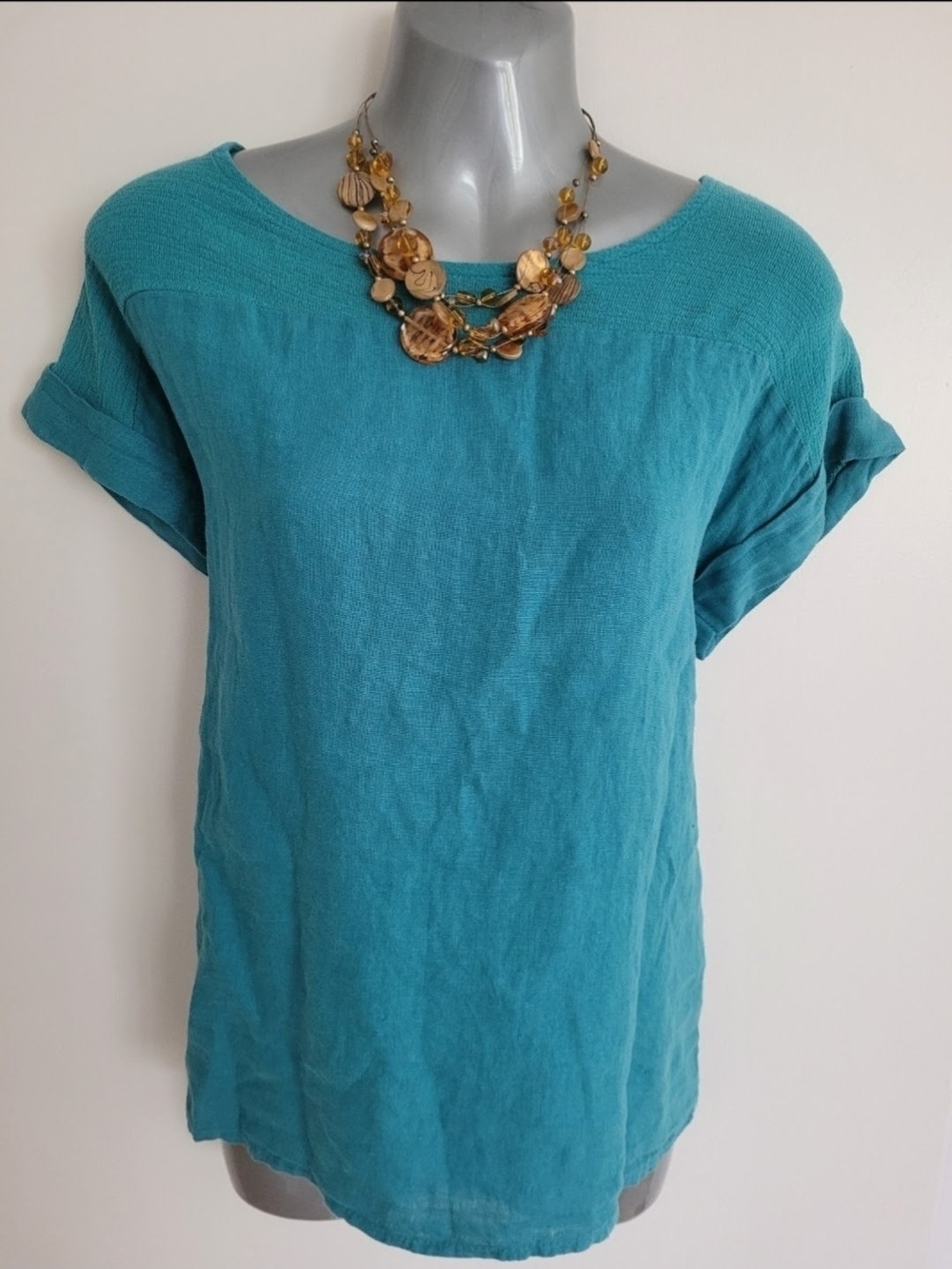 Teal Linen Top From Italy - Picture 2 of 2